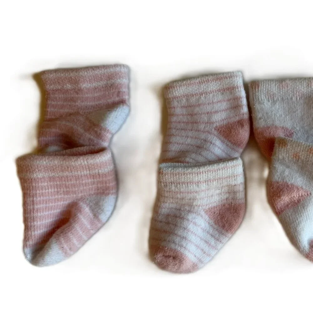 Set of 7 Newborn 0-3M Baby Girl Socks Pink White